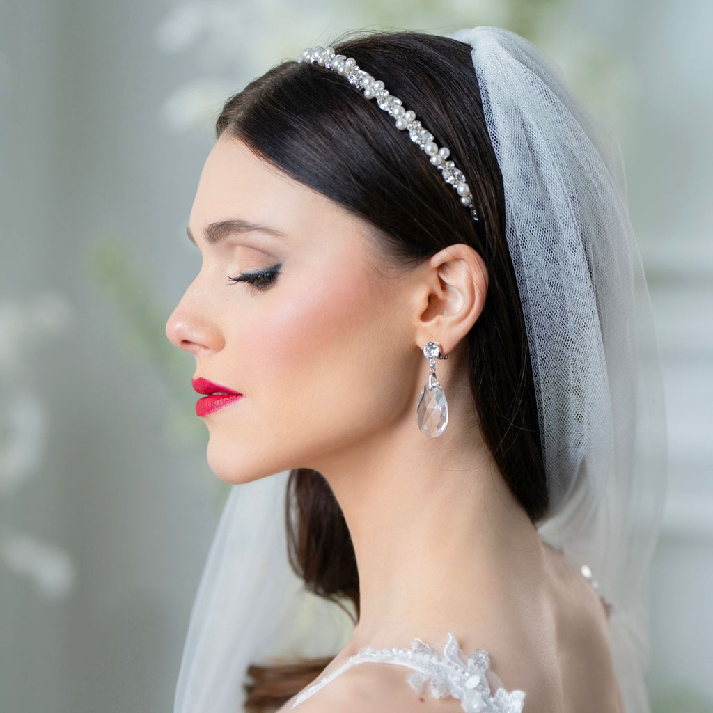 large crystal teardrop bridal earrings in clip ons for non pierced ears