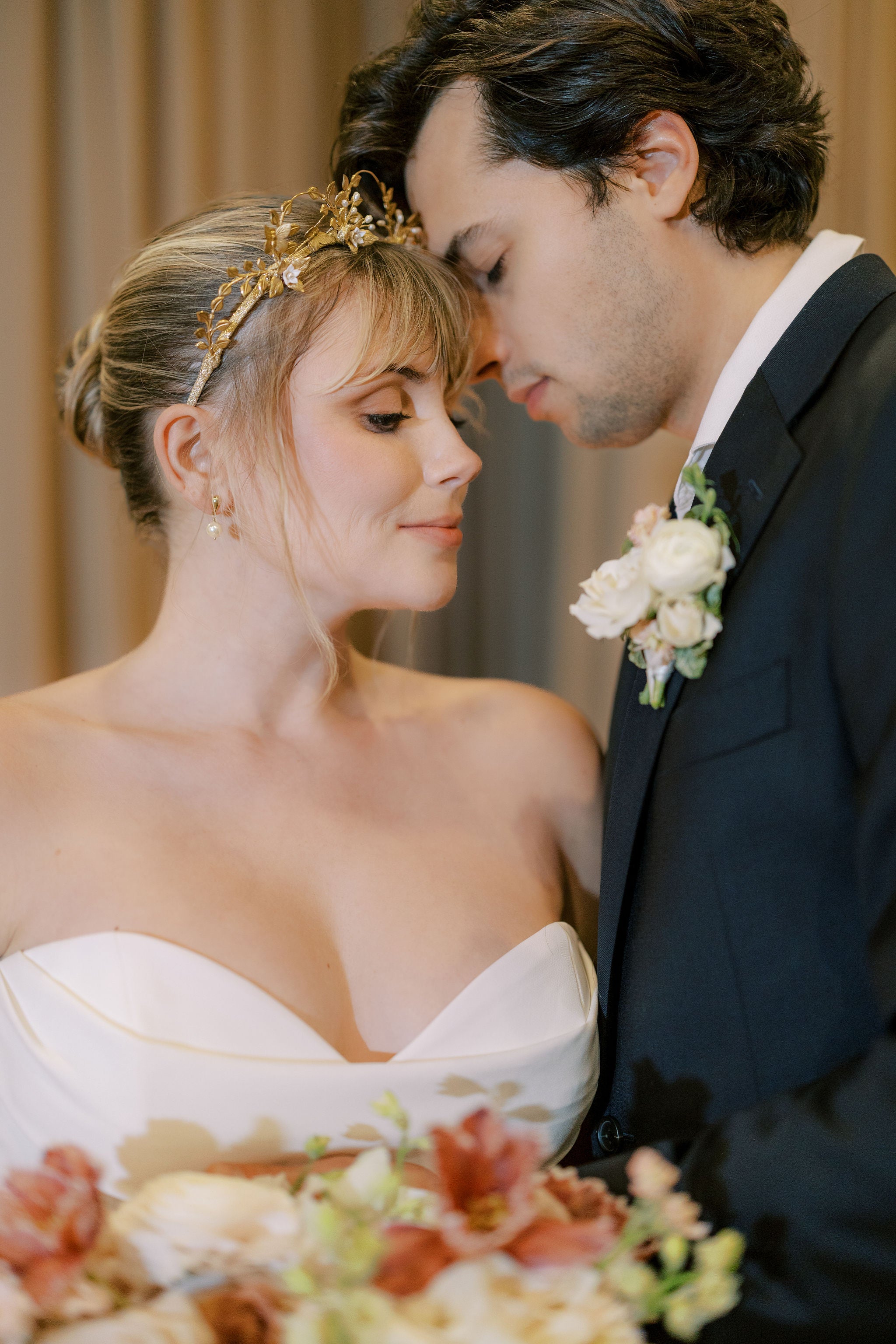 FERN Golden Brass Scalloped Crown with Butterflies