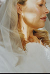 Close-up of a woman wearing a veil with a soft focus background