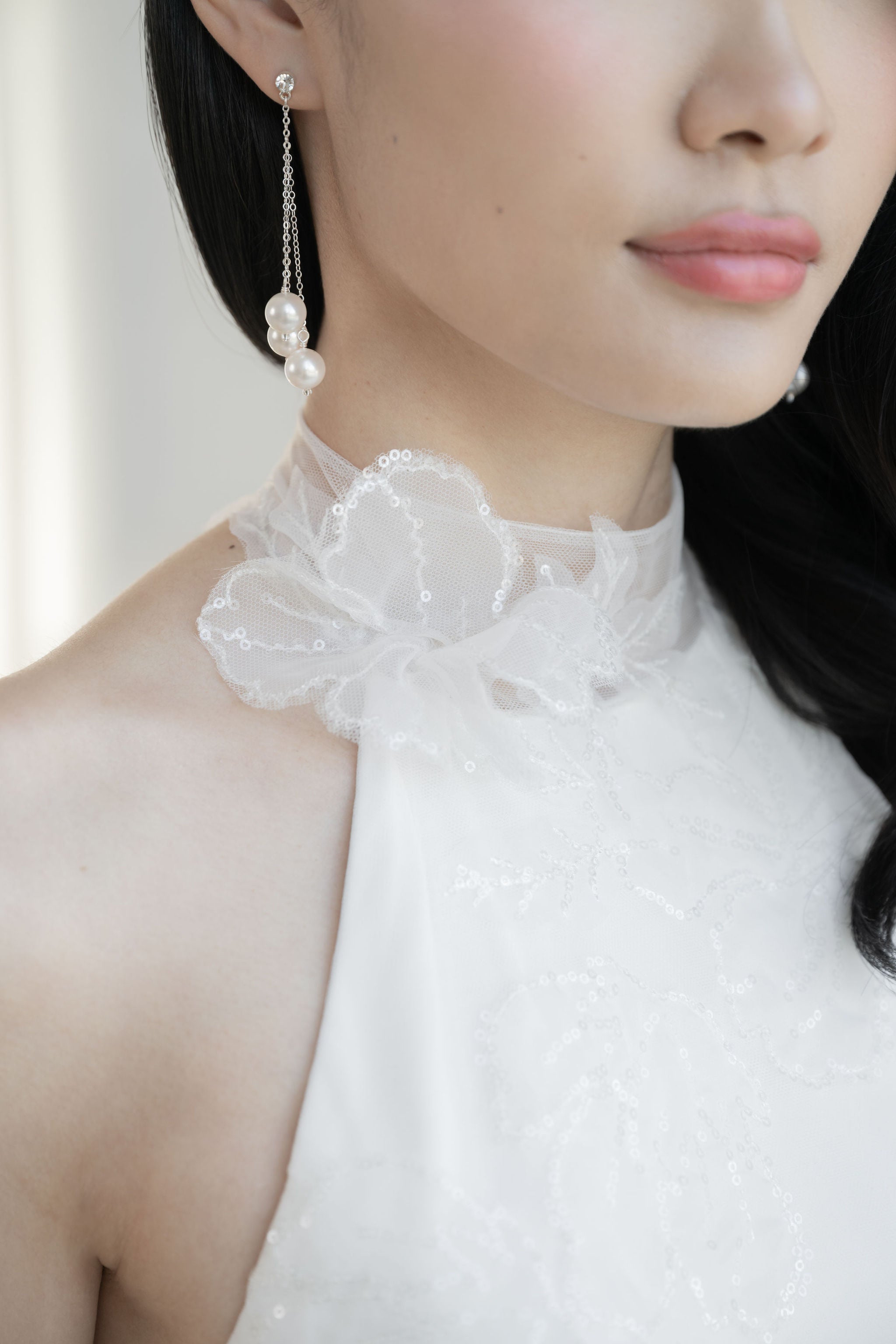 white pearl dangle earrings for modern brides in toronto canada