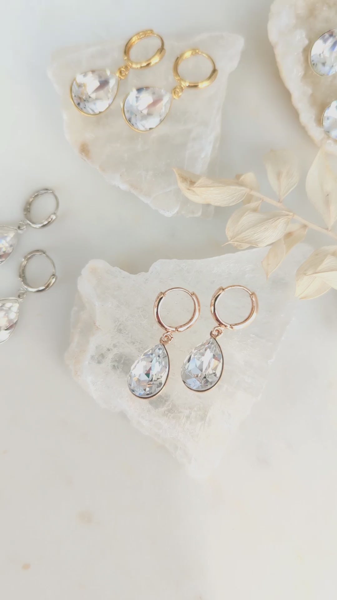 GRACIE Teardrop Crystal Hoop Earrings