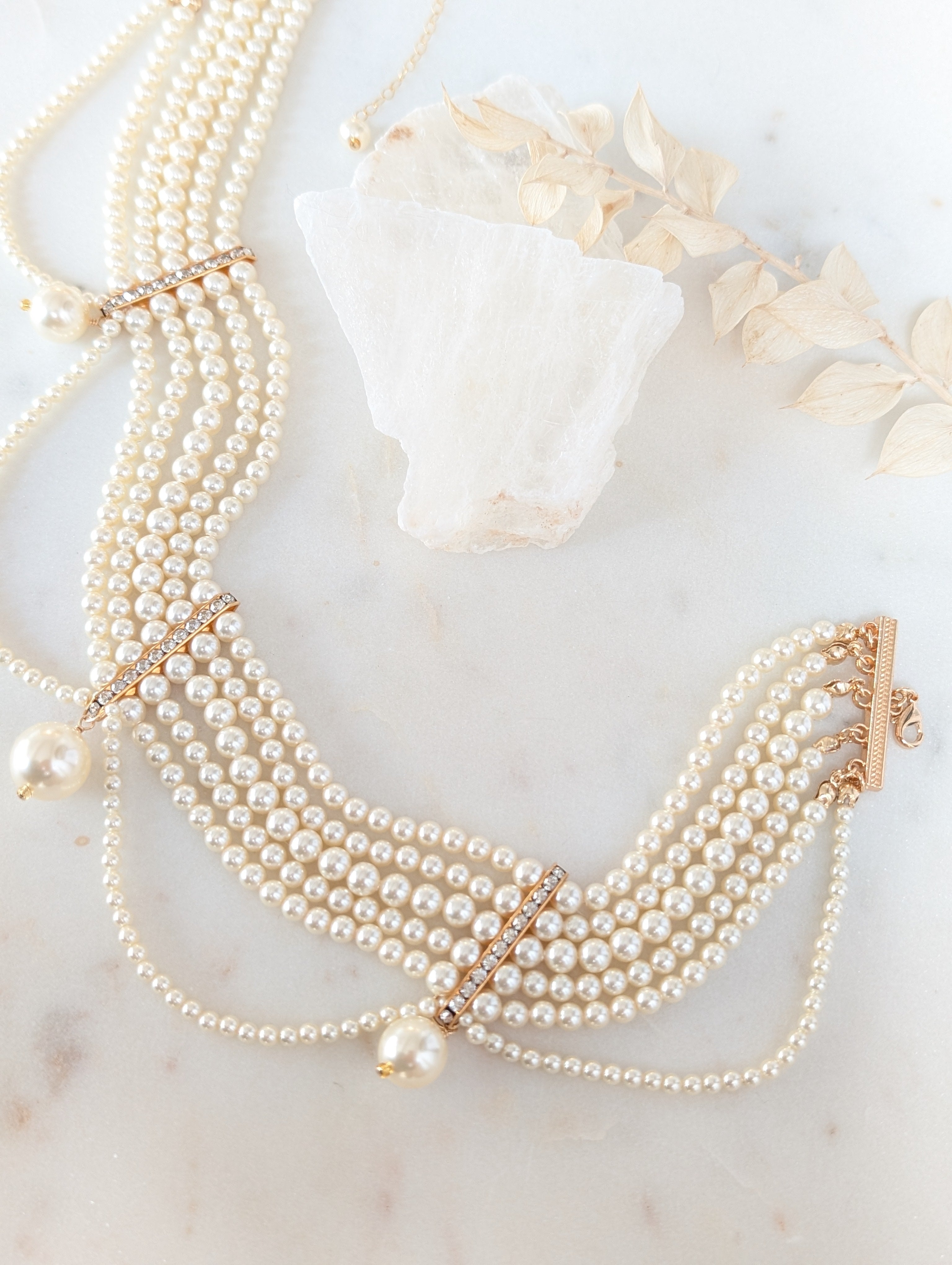 OLIVIA Multi Strand Pearl Choker