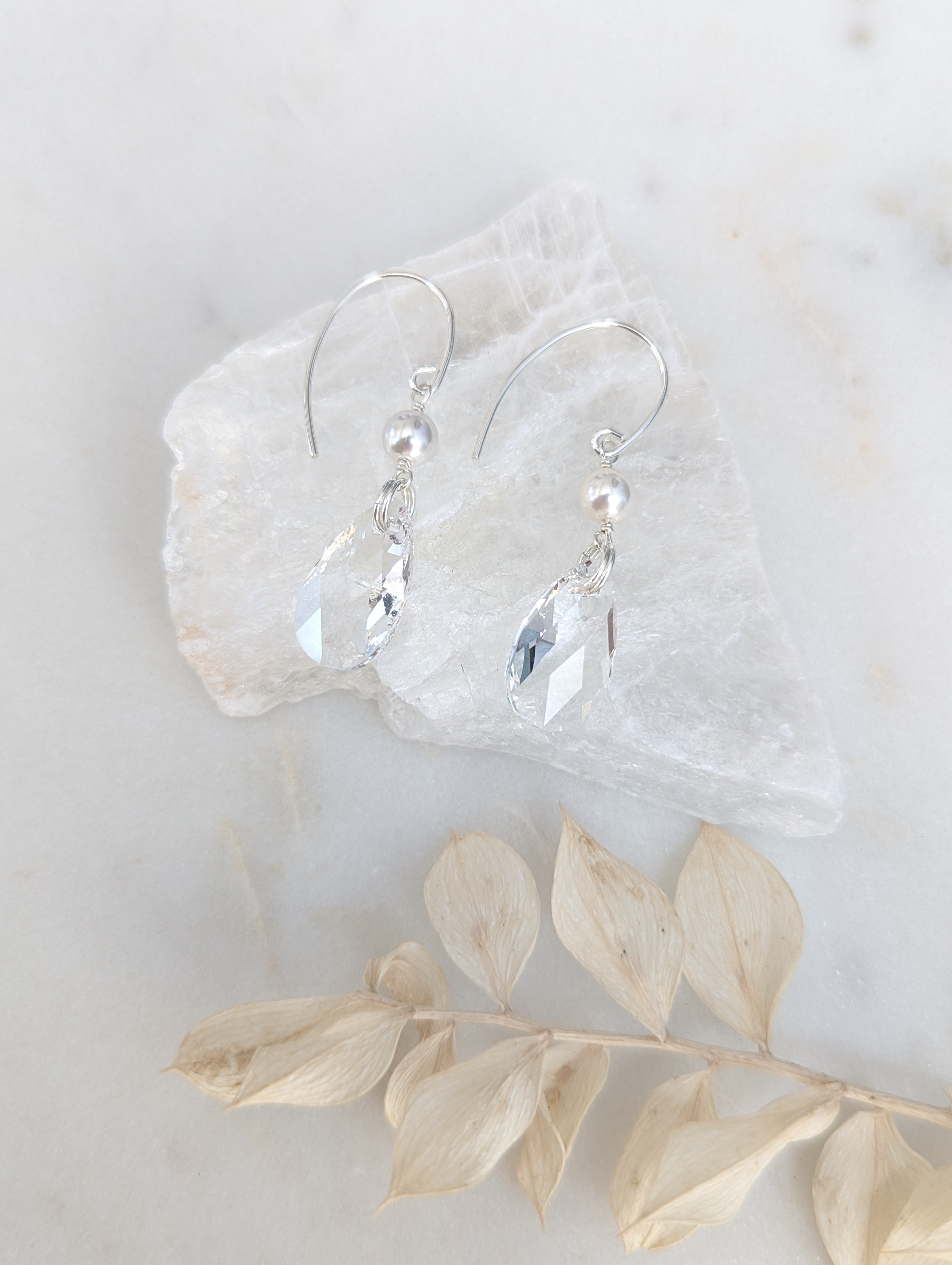 KYLIE Crystal Teardrop Earrings with Pearls