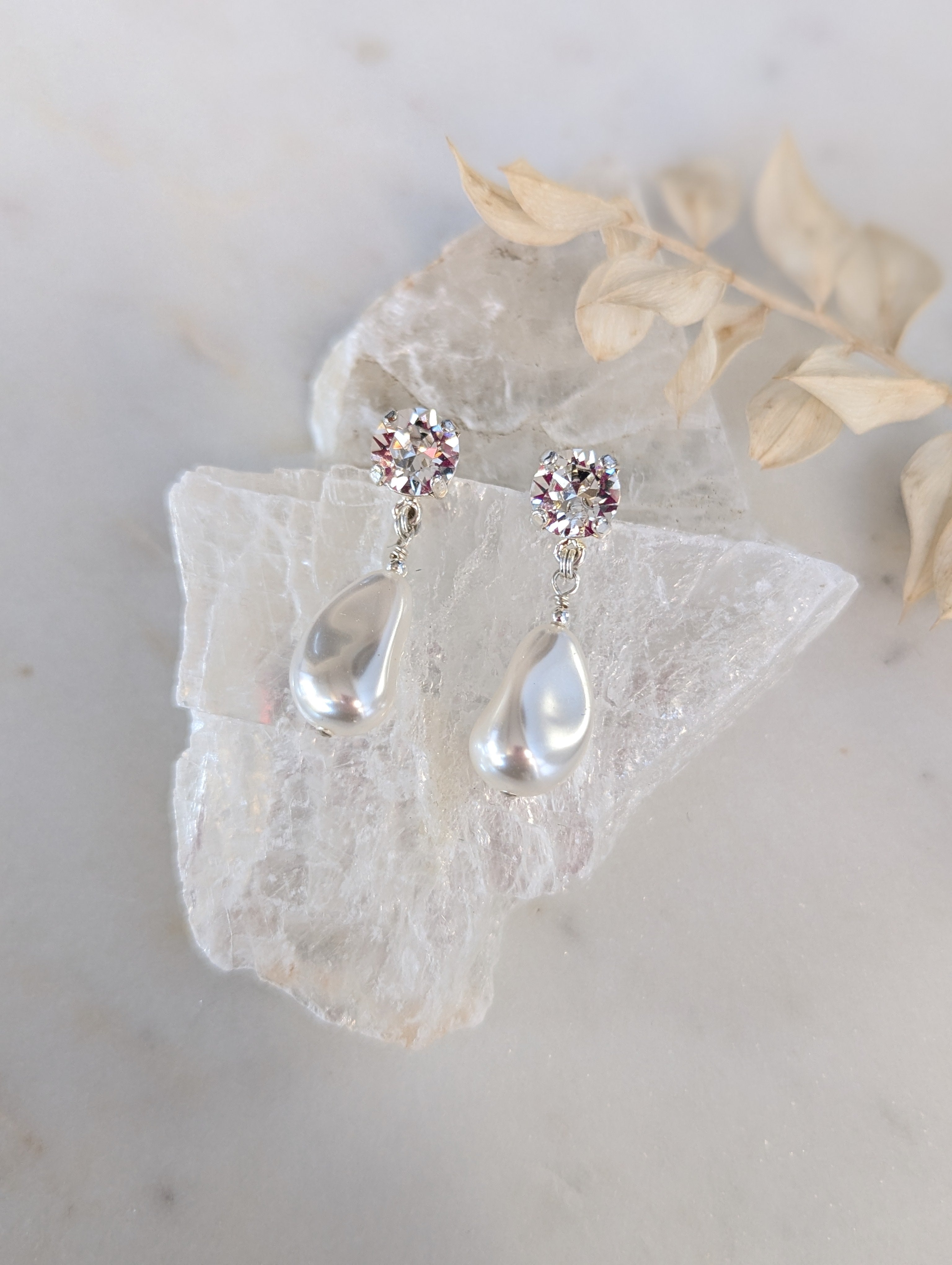 SERENA Crystal & Baroque Style Pearl Drop Earrings