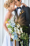 silver crystal and pearl celestial inspired  wedding hair pins for brides. handmade in toronto canada by blair nadeau