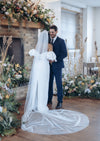 rounded hem cut raw edge full volume wedding veil for modern brides in toronto