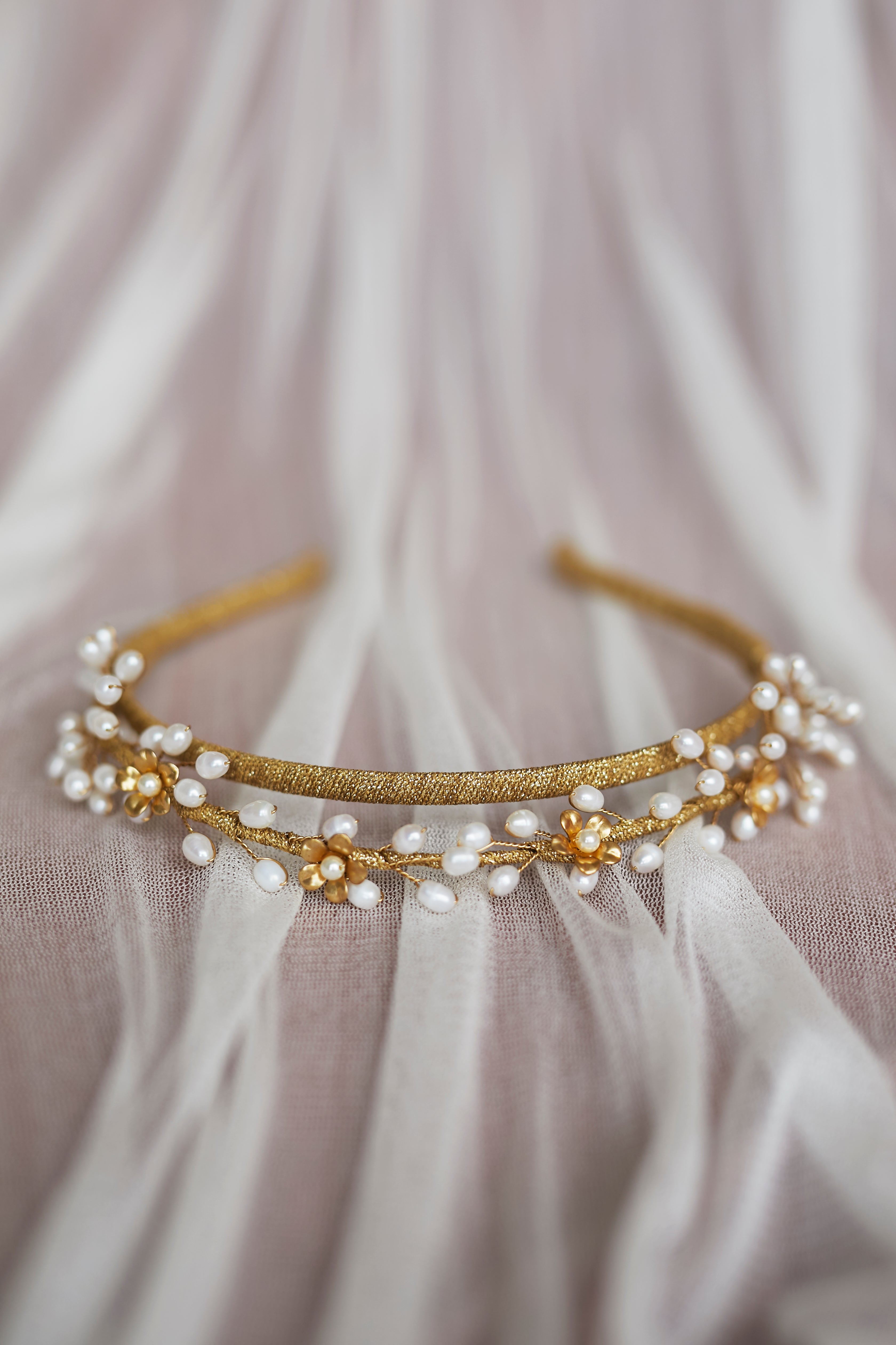 LISETTE Ivory Pearl Vine Floral Bridal Tiara