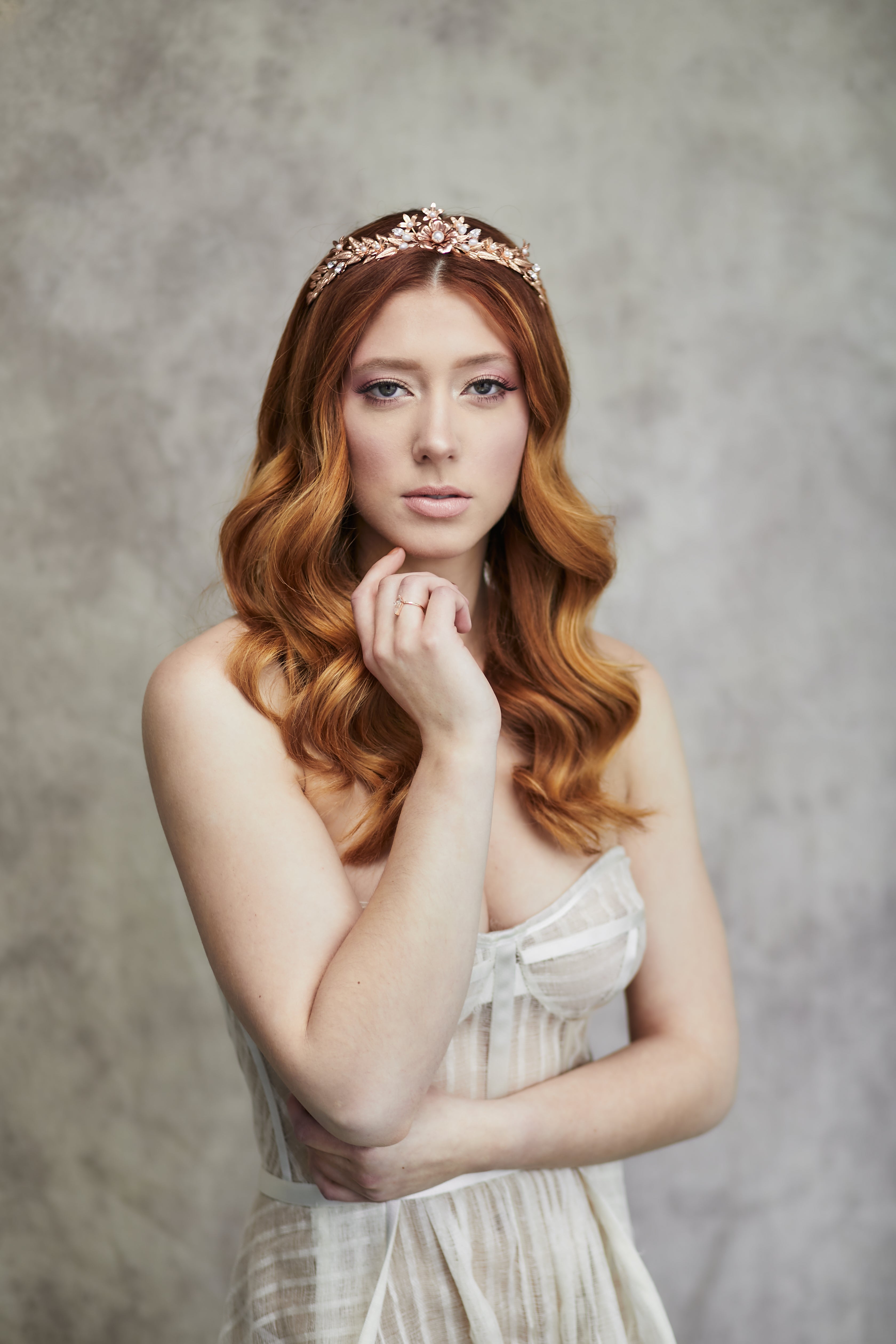 CLAUDETTE Rose Gold Floral Crown - Rental