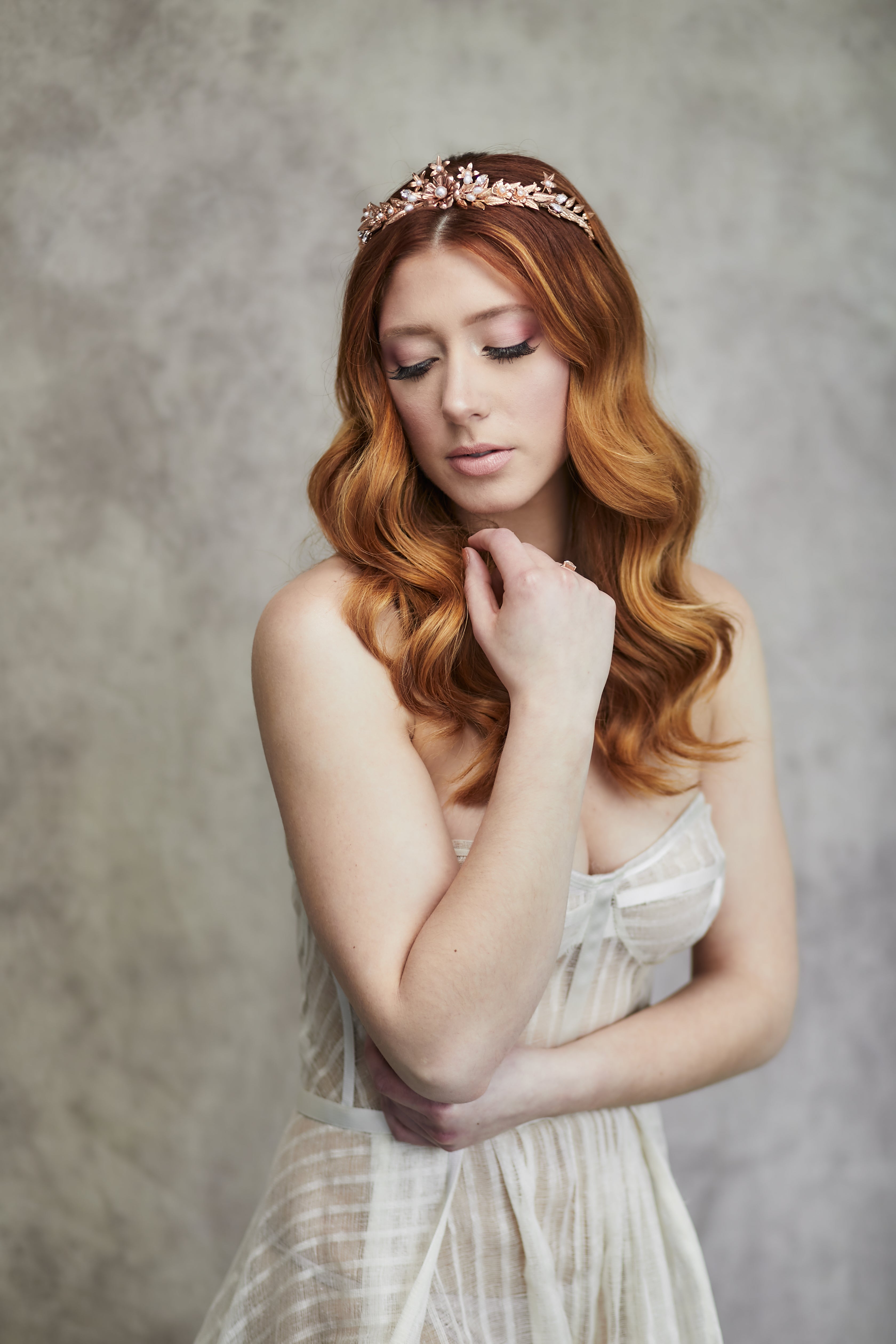 CLAUDETTE Rose Gold Floral Crown - Rental