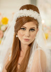 large wedding bridal hairband with silk flowers for engagement party
