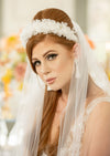 1960s inspired flower headband for bridal showers