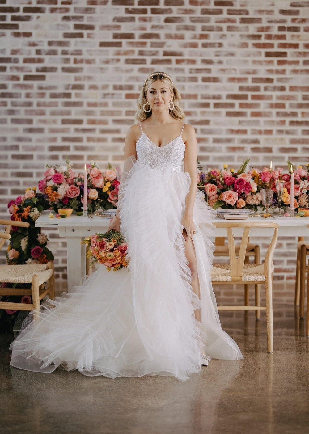 silver pearl boho bridal earrings for brides in toronto