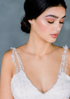 small tiny round pearl bridal earrings for weddings