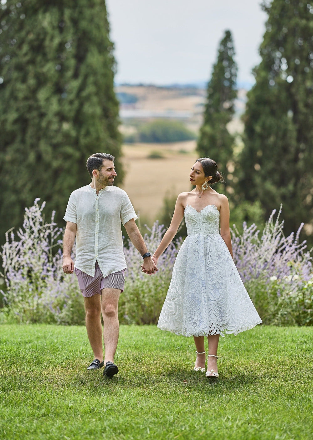 destination wedding in italy. Real bride Laura wears our Laine statement vine earrings. As seen in Todays Bride Destination Weddings