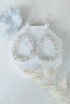 CARMEN Crystal  Pearl Teardrop Bridal Earrings