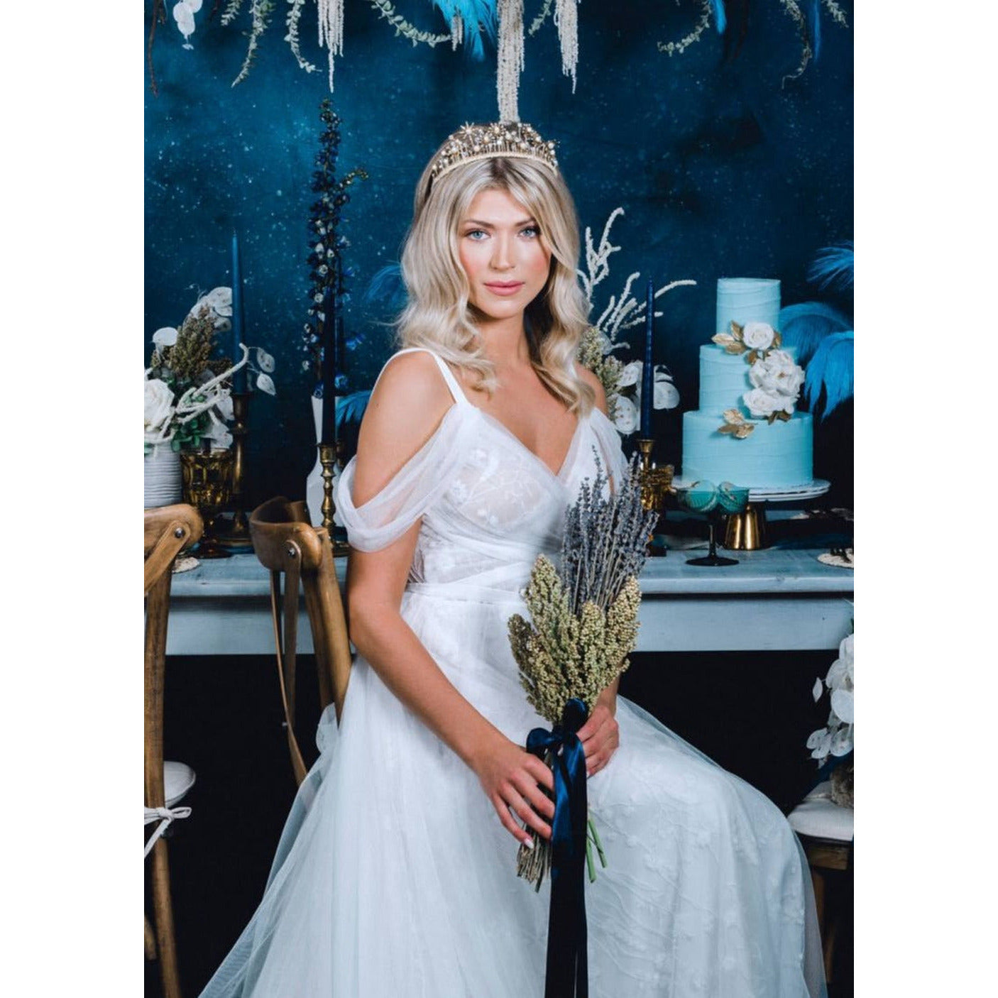 celestial inspired wedding headpiece for brides in canada