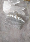 silver white pearl bridal hair comb for updo