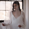 medium width modern ivory drop veil for weddings