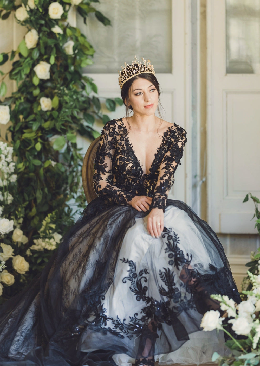 gold crystal and pearl queen elizabeth inspired bridal tiara