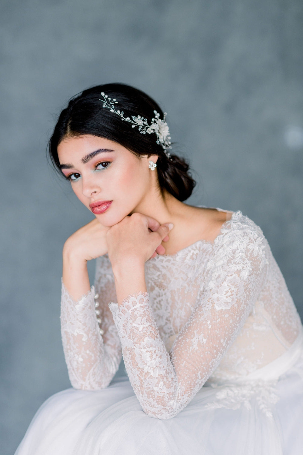 white opal and crystal stud earrings for brides in toronto