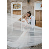dramatic wind blown wedding veil for modern brides in toronto