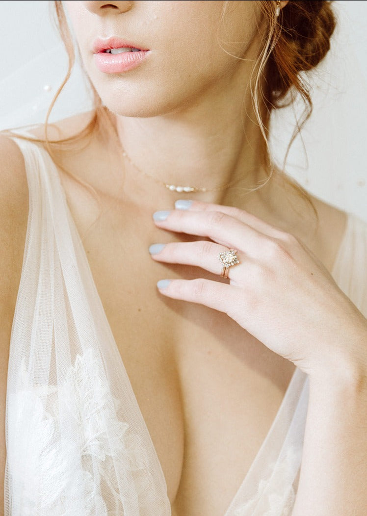 simple rose gold filled pearl bridal necklace for modern minimalist brides 