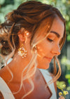 Gold Dainty Teardrop Earrings with Clay Flowers, Toronto wedding jewellery