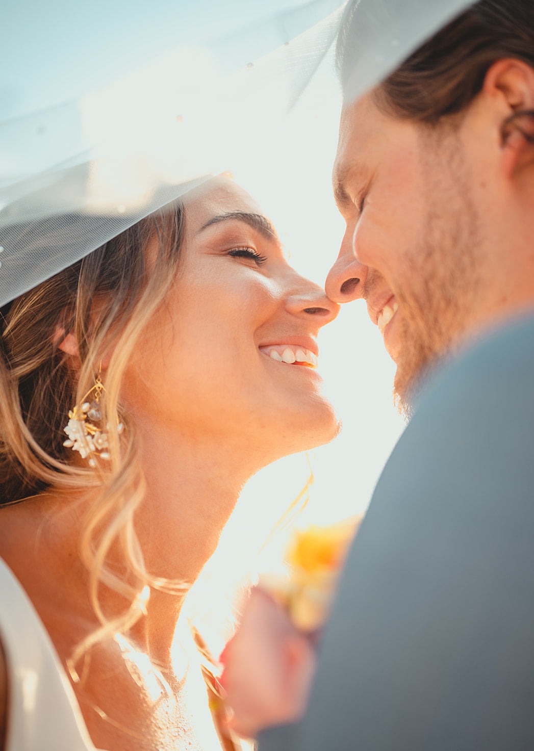 Gold Dainty Teardrop Earrings with Clay Flowers, Toronto wedding jewellery