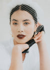 birdcage veil with silk scrunchie headband for modern weddings