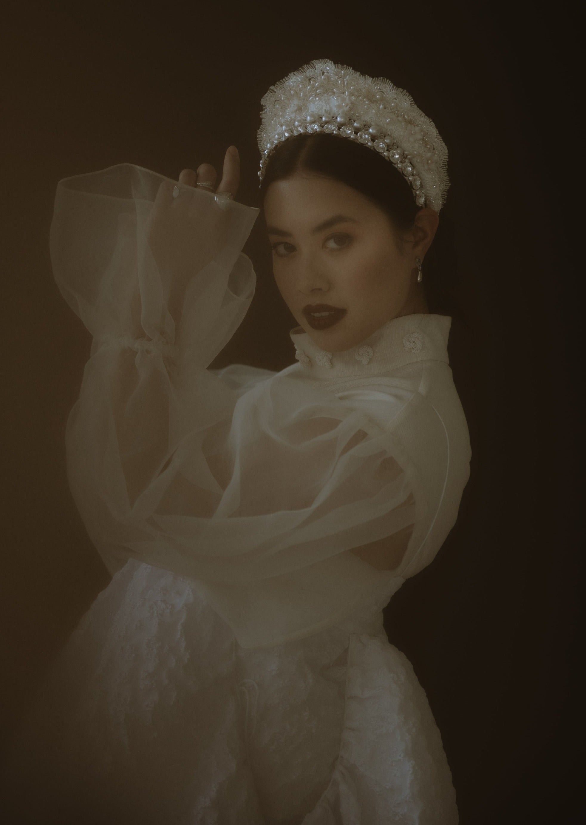 pearl stacking headband to wear with other headpiece