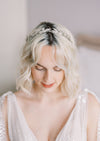 small bridal headband with leaves and crystals
