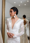 large silk flower teardrop hoop earrings for lace wedding dress