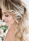 gold crystal leaf bridal hair pin for weddings in canada.