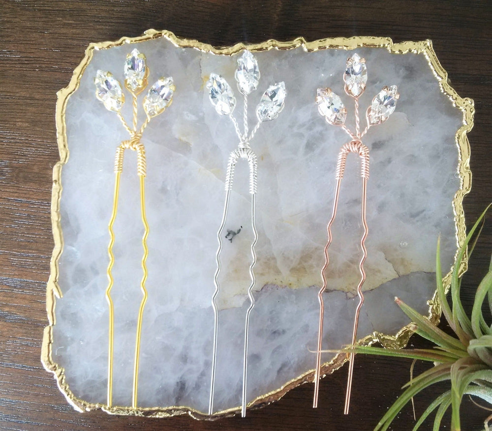 crystal leaf colour card for evie hair pins