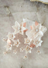 rose gold long flower earrings with crystals