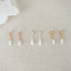 tiny vintage freshwater pearl bridal earrings in silver, gold and rose gold