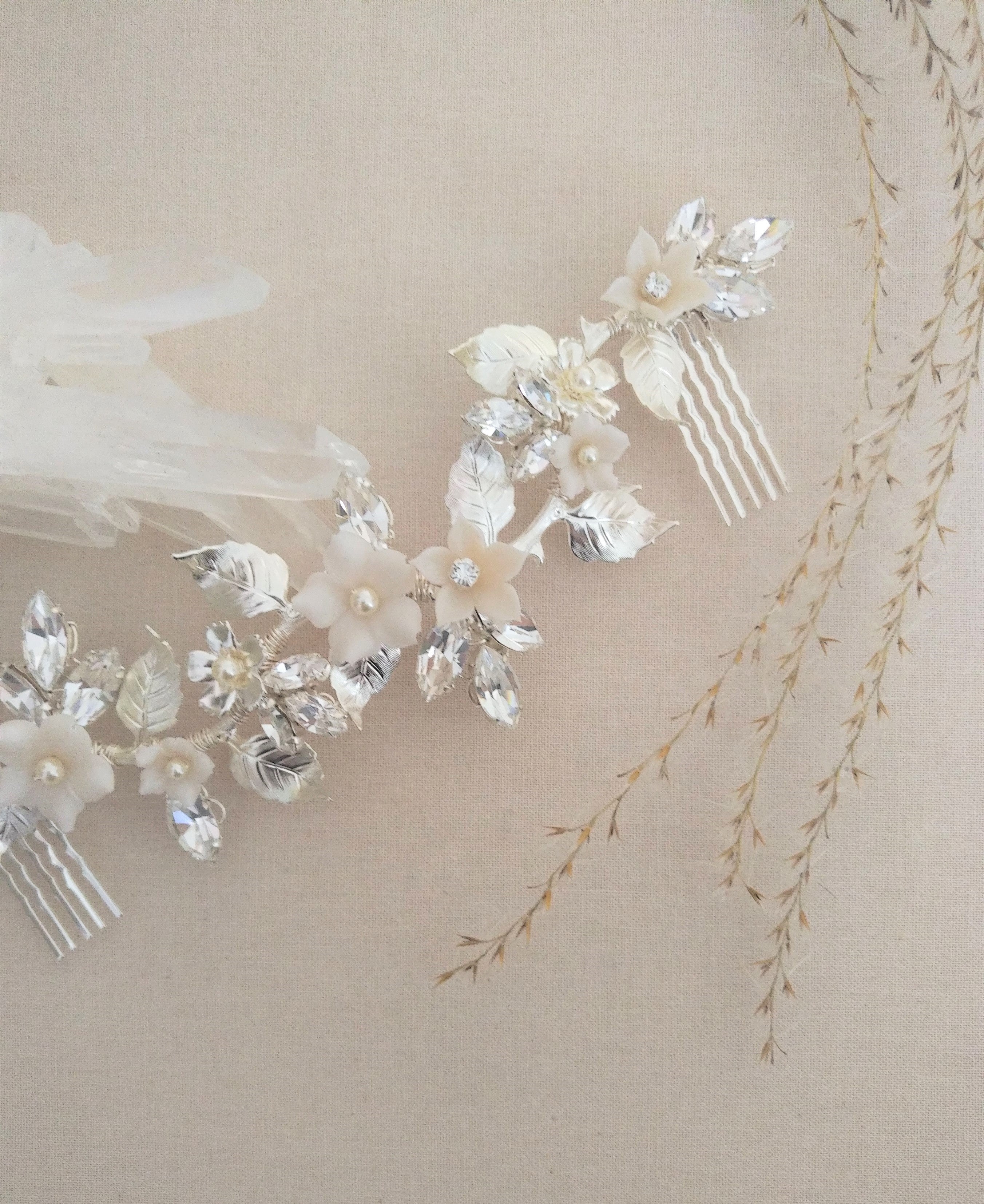 GIANNA Clay Flower Bridal Hair Vine