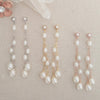 long freshwater pearl bridal earrings with pearl studs in silver, gold and rose gold