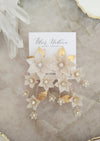 gold flower and leaf boho bridal earrings