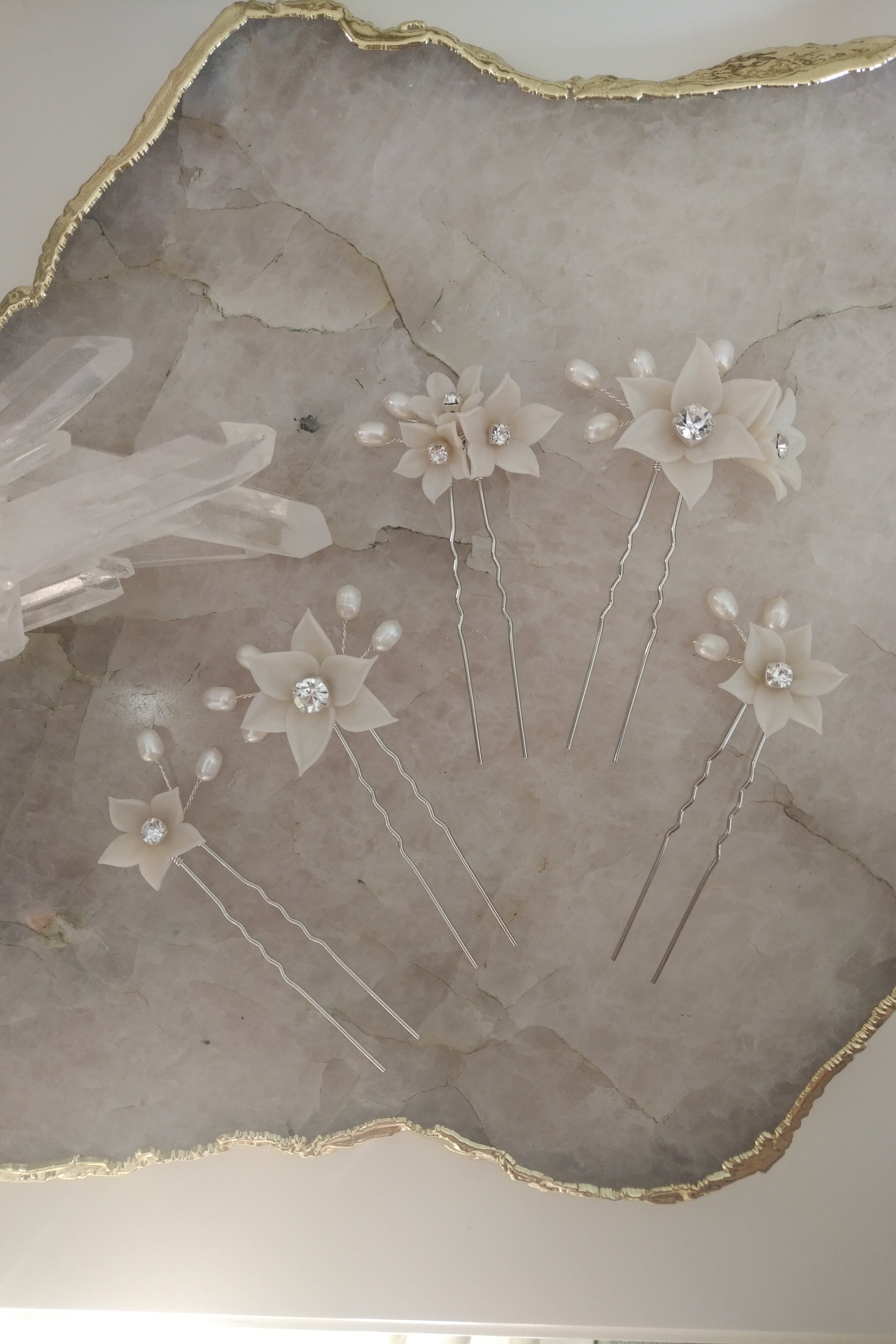 SUZETTE Clay Flower Bridal Hair Pins