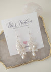 silver crystal and freshwater pearl dangle bridal earrings