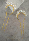 gold and ivory bridal hair pins for weddings made in canada
