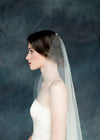 long oval cut veil with simple comb for wedding in canada