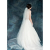 Ivory Tulle Single Tier Wedding Veil with gathered comb medium volume. handmade in toronto canada by Blair Nadeau