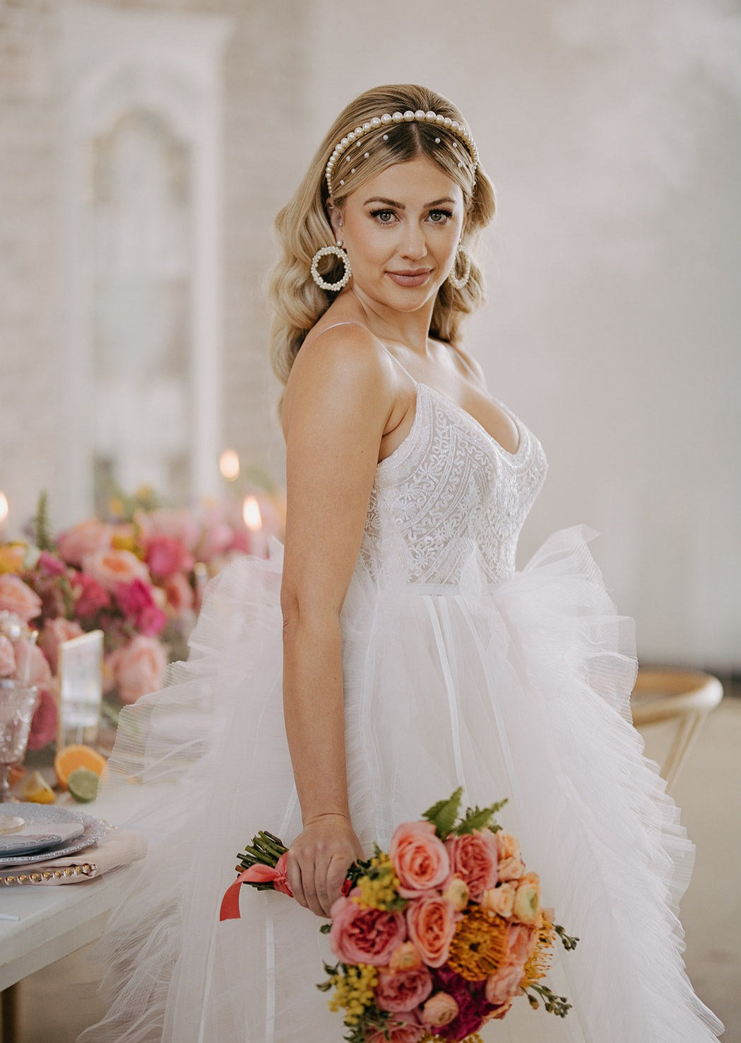 bridal pearl hairband for wedding dresses