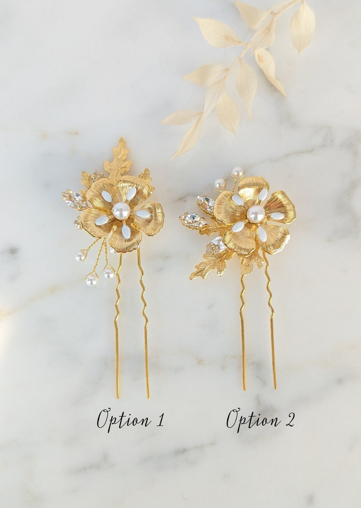 KALIA Crystal Flower and Leaf Hair Pin