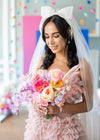 light ivory soft veil for blush pink wedding dress