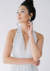 white opal bridal teardrop earrings for coloured wedding dresses