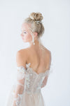 silver and champagne bridal hair comb with pearls and crystals