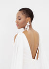 Gold Extra Long White Clay Flower Modern Bridal Vine Earrings - Made in Toronto Ontario Canada - Blair Nadeau Bridal
